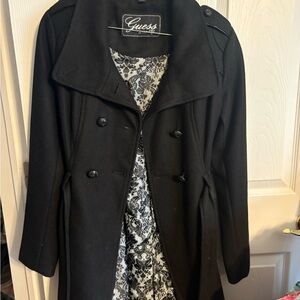 Guess Women's Elegant Black Trench Coat